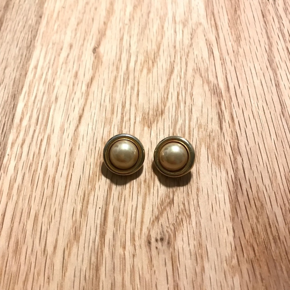 Vintage 1955 Christian Dior Gold Tone Faux Pearl Clip-On Earrings PAT 2733491